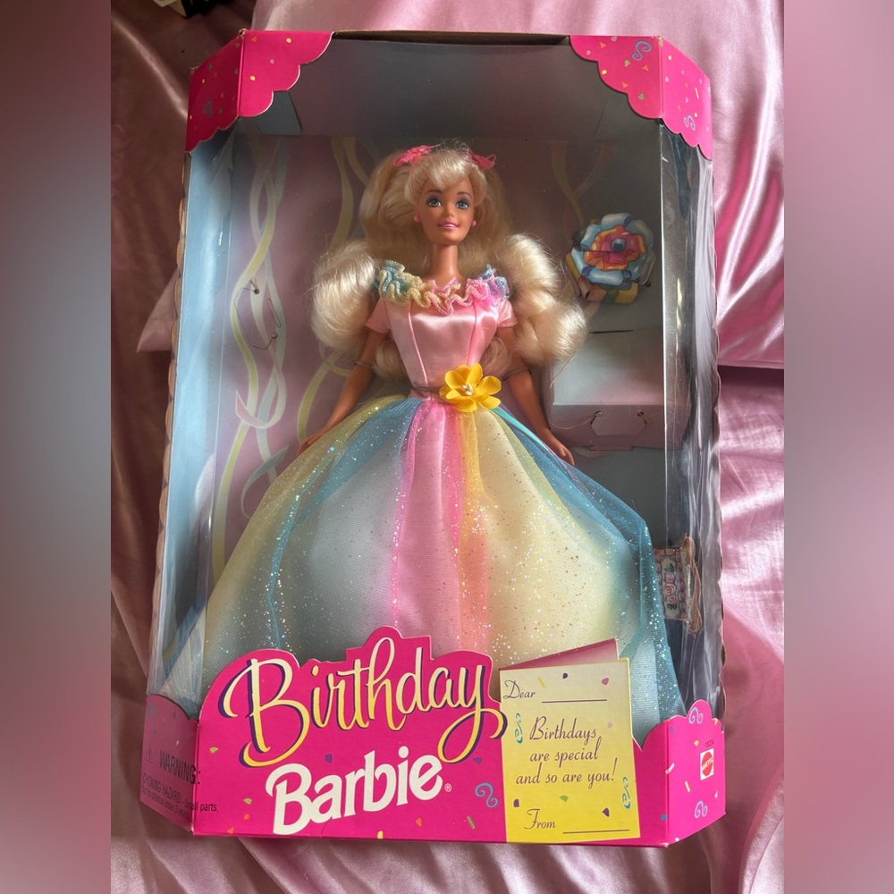 1997 Barbie Birthday Doll with Pink and Yellow Dress Never Opened